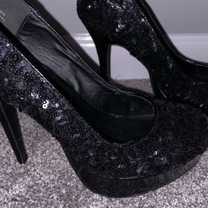 Black Sequin Heels
